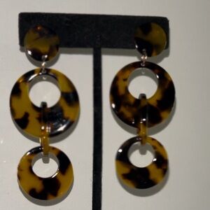 brown and black dangle earrings